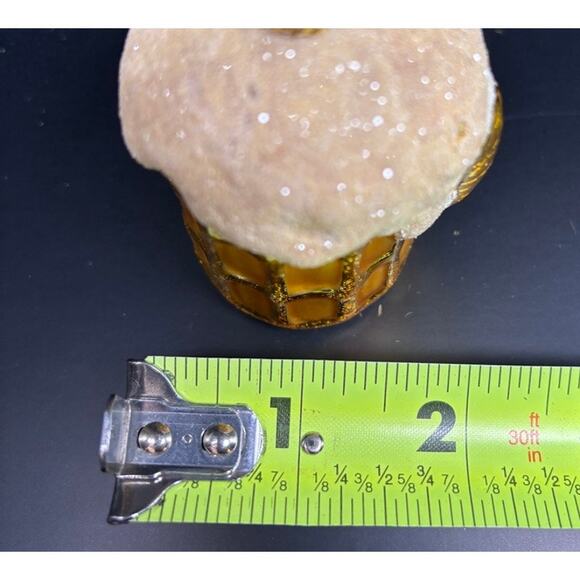 Miniature Frosty Foam Beer Mug Blown Glass Christmas Holiday Ornament 4" x 2" - Picture 11 of 12